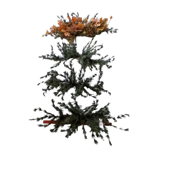 Vintage 4 Flocked Faux Evergreen Swags Christmas Thanksgiving Fall Holiday Decor - Picture 8 of 9